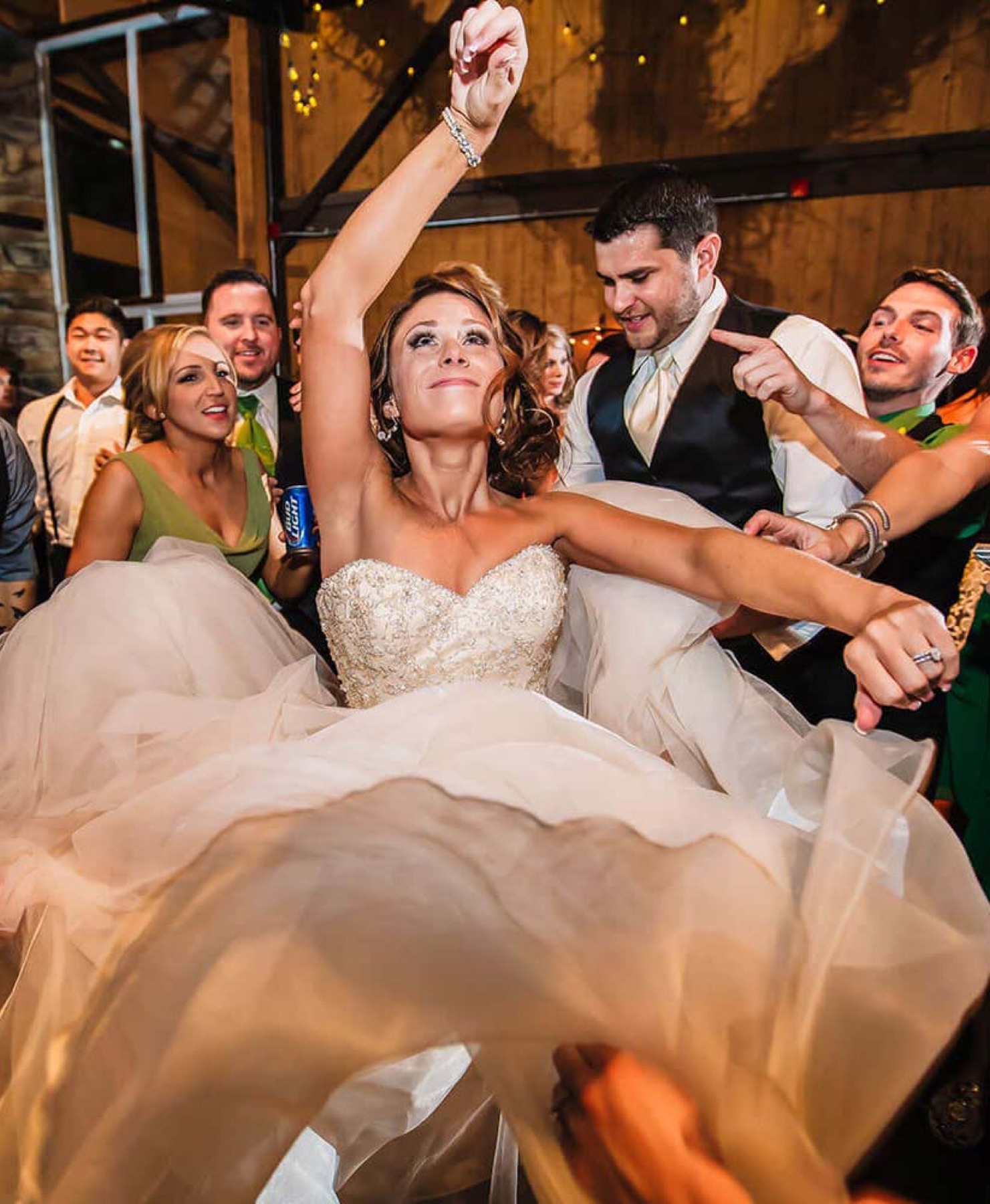 A bride dancing with her guests
